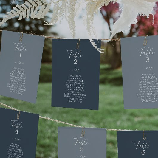 Minimale Leaf Slate Blue Hanging Seating Chart Car