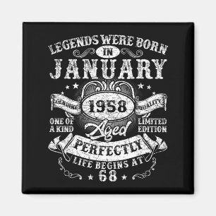Minimale Legenden, geboren im Januar 1958 Vintage Magnet