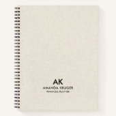 Minimale leichte Creme Linen Textur Schwarze Typog Notizblock (Vorderseite)
