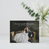 Minimale Liebe und Dank Foto Hochzeit Postkarte (Stehend Vorderseite)