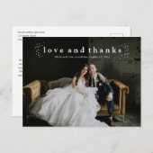 Minimale Liebe und Dank Foto Hochzeit Postkarte (Vorne/Hinten)