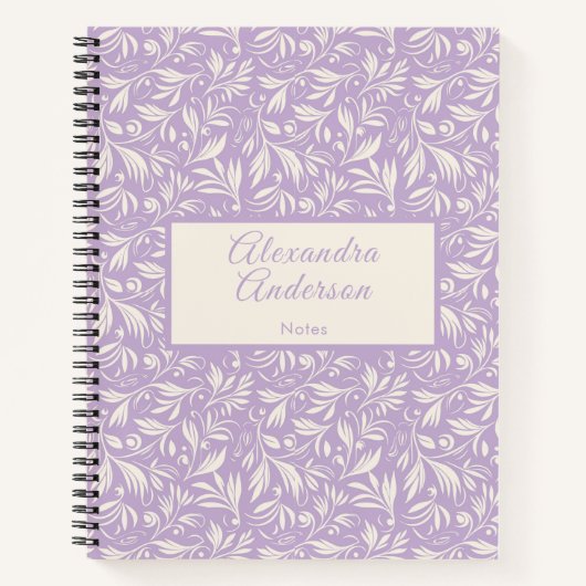 Minimale Lila Blätter Muster Skript Notizblock (Vorderseite)