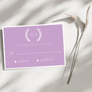 Minimale Lila Floral Monogramm Hochzeit RSVP Karte