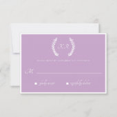 Minimale Lila Floral Monogramm Hochzeit RSVP Karte (Vorderseite)