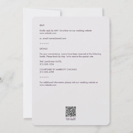 Minimale Lila Foliage Kontur All-in-One Hochzeit Einladung (Rückseite)