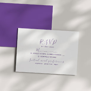 Minimale lila Hochzeits-RSVP-Karte RSVP Karte