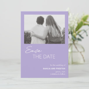 Minimale lila moderne Fotohochzeit Save The Date