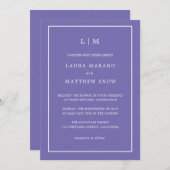 Minimale Lila Monogramm Einfache Hochzeit Einladung (Vorne/Hinten)