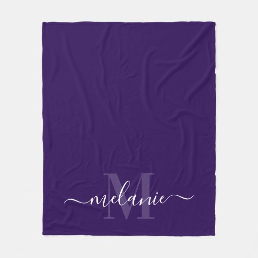 Minimale Lila Monogramm-Kalligrafie Fleece Blanket (Vorderseite)
