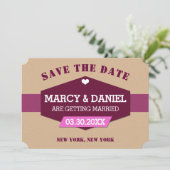 Minimale Lila Retro-Design-Save the Date-Karte Save The Date (Stehend Vorderseite)