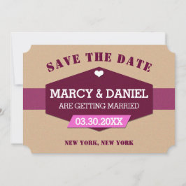 Minimale Lila Retro-Design-Save the Date-Karte Save The Date