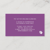 Minimale Lila und weiße Silhouette für Hunde - Sit Visitenkarte (Rückseite)