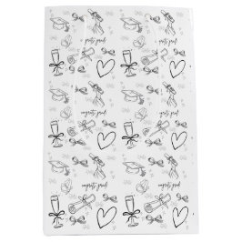 Minimale Line-Art-Abschluss-Verpackungspapier Mittlere Geschenktüte