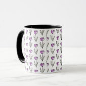 Minimale Line-Art-Blumen-Kaffeetasse Tasse (Vorderseite Links)