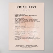 Minimale Line-Art-Frau Meditations-Salon-Preislist Poster (Vorne)