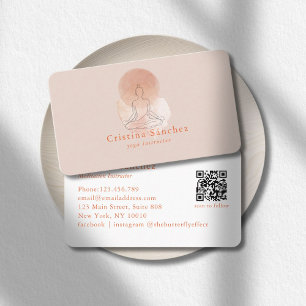 Minimale Line-Art-Frau Yoga-Meditation QR-Code Visitenkarte
