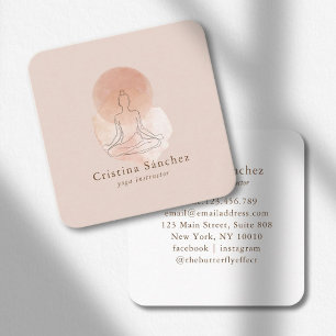 Minimale Line-Art-Frau Yoga-Meditation Quadratische Visitenkarte