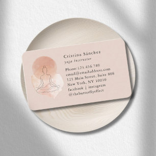 Minimale Line-Art-Frau Yoga-Meditation Visitenkarte