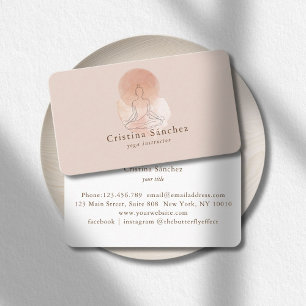 Minimale Line-Art-Frau Yoga Reiki Meditation Visitenkarte
