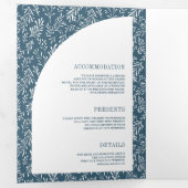 Minimale Linie Art Leaf Arch Dusty Blue Wedding Dreifach Gefaltete Einladung (Innen Erste Seite)