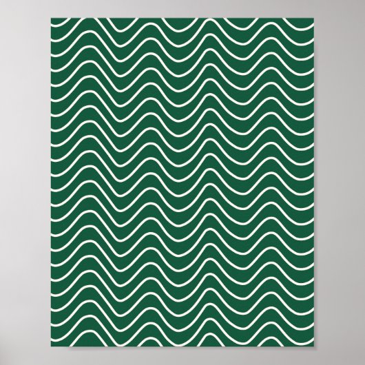 Minimale Linie Zickzack Muster dunkelgrün Poster (Vorne)