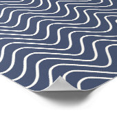 Minimale Linie Zickzack Muster Navy Blue Poster (Ecke)