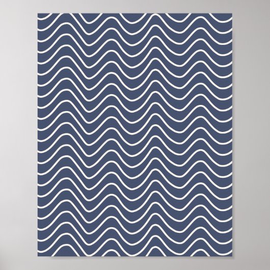 Minimale Linie Zickzack Muster Navy Blue Poster (Vorne)