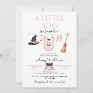 Minimale Little Boo Halloween Pink Babyparty  Einladung