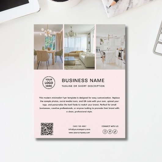 Minimale Logo-Foto-Soft-Pink-Geschäfts-Flyer Flyer