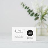 Minimale Logo-Instagram Schwarz-weiß Visitenkarte (Stehend Vorderseite)