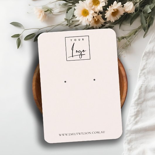 Minimale Logo-Soft Blush Pink-Ohrring-Anzeige Visitenkarte