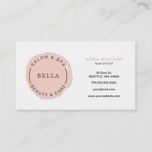 Minimale Logokombination und Wellness-Center-Termi Terminkarte (Vorderseite)