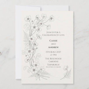Minimale Lunaria-Botanik-Hochzeitseinladung Einladung