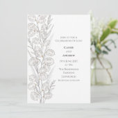 Minimale Lunaria Gold-Tinte Botanische Hochzeits E Einladung (Stehend Vorderseite)