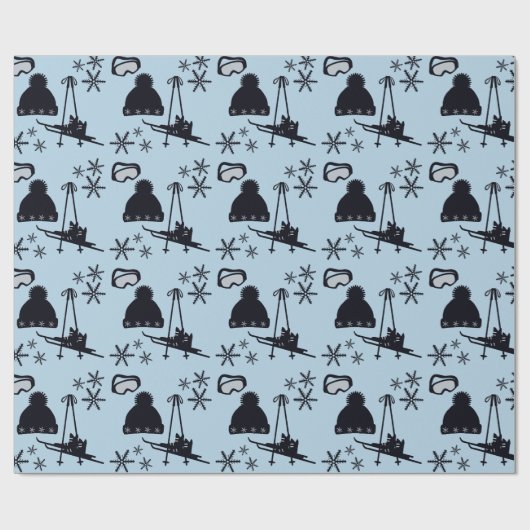 Minimale, lustige Skizzen auf blau Geschenkpapier (Flach)