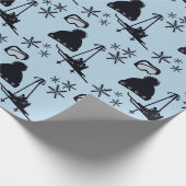 Minimale, lustige Skizzen auf blau Geschenkpapier (Ecke)