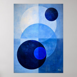 Minimale Luxus-Art-Deco-Geometrische-Abstrakt-Blau Poster
