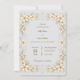 Minimale Luxus-Blumenhochzeit Einladung