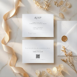 Minimale Luxus | Moderne RSVP-Karte mit QR-Code RSVP Karte