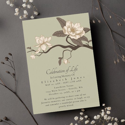 Minimale Magnolia-Feier zur Beerdigung des Lebens