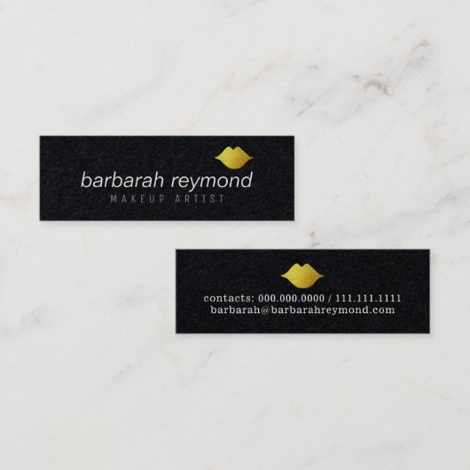 minimale Make-up Schönheit beruflich modernes Schw Mini Visitenkarte (Vorne/Hinten)
