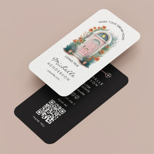 Minimale Makler Pastellrosa Tür Visitenkarte Telefonnummerkarte