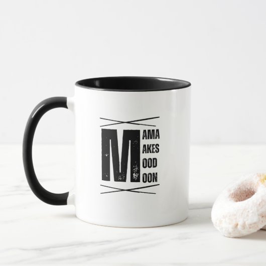 Minimale Mama-Mood-Mond-Bär-Design Tasse (Mit Donut)