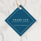 Minimale Marine mit weißem Text Hochzeit danke Geschenkanhänger (Vorderseite)