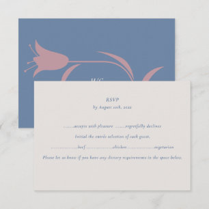 Minimale Mauve- und staubblaue Blumenauswahl RSVP Karte