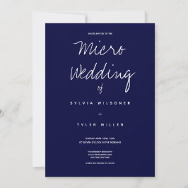 Minimale Mikro-Hochzeitdunkelblauer Typografie