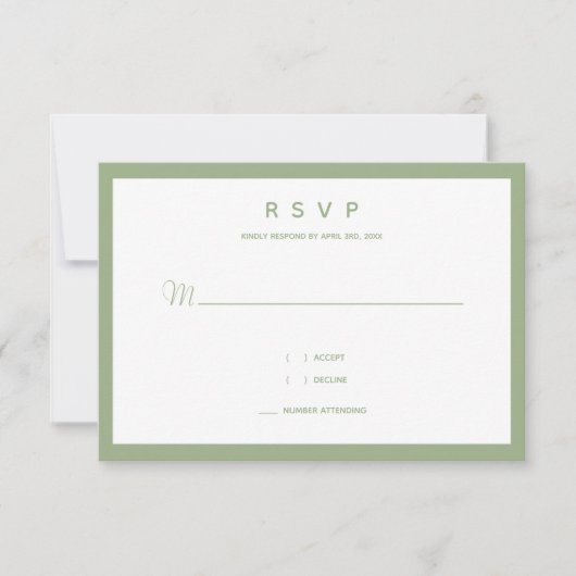 Minimale Mikro-Hochzeitssage RSVP Karte (Vorderseite)