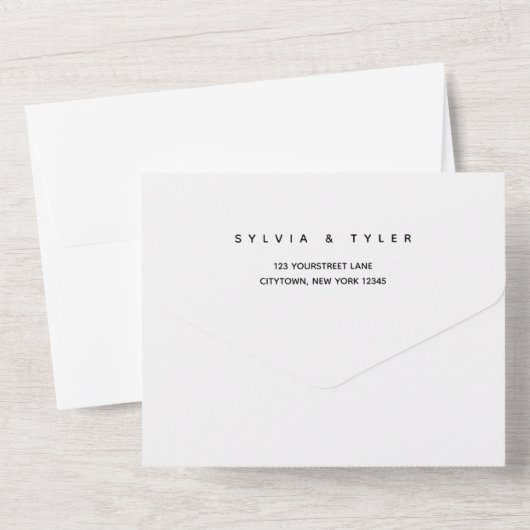 Minimale Mikro-Hochzeittypografie All In One Einladung (Rückseite)