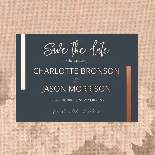 Minimale Mindestlinien für die Hochzeit speichern Folieneinladung