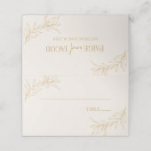 Minimale Minimalistische Beige Gold Branch Leaf Ho Platzkarte (Außenseite Aufgefaltet)